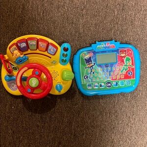 Kids Interactive Steering Wheel and Tablet Toy Set - Red, Yellow, Blue